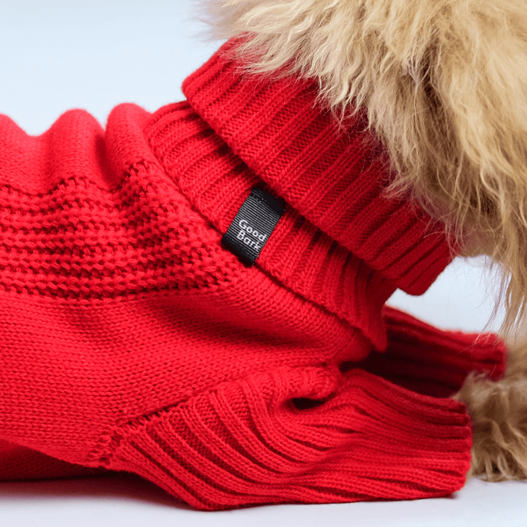 Suéter tejido rojo para perros- Good Bark